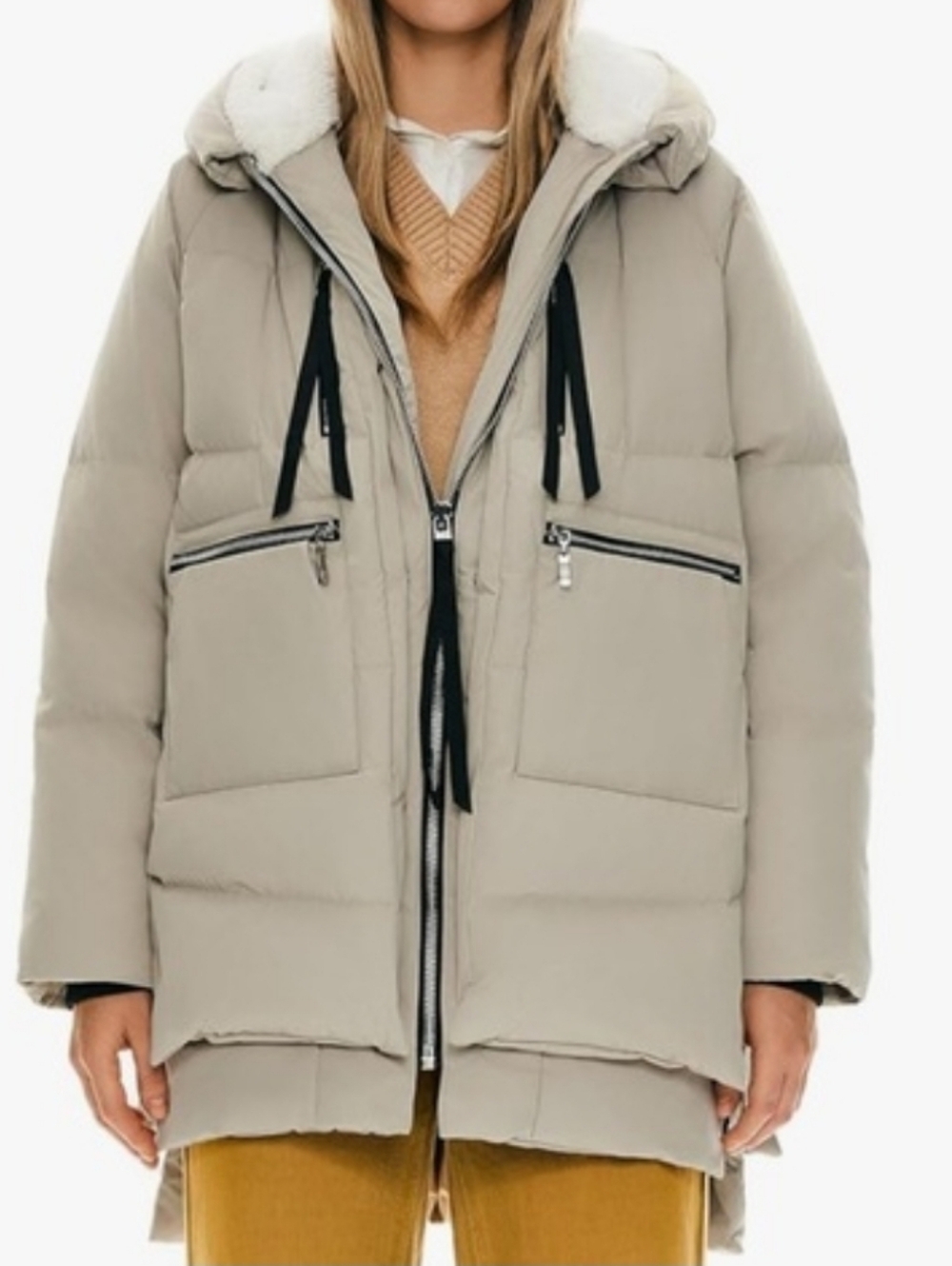 Orolay Women's Puffer Parka Jacket - Taupe, L, VGUC, Neutral Chic, Warm!
